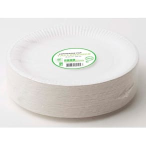 Papirtallerken komposterbar 23 cm, lamineret hvid, 100 stk