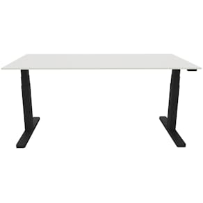 Schreibtisch Q-CONNECT, elektrisch höhenverstellbar, weiß/schwarz