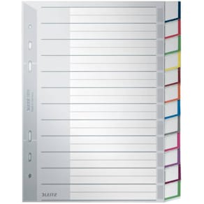 Register Leitz, Plastik, A5, blanko, 12-tlg., grau