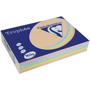 Gekleurd papier Clairefontaine Trophée Pastel A4, 160 g, 5x50 vel