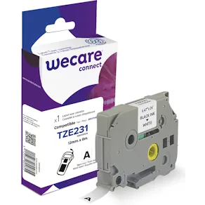 Tape WECARE 12mm TZe-231 svart på vit