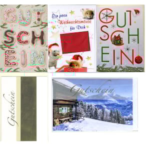 Grußkarte Apollo Weihnachtsgutscheinkarte, 10 Stück, sortiert, B6