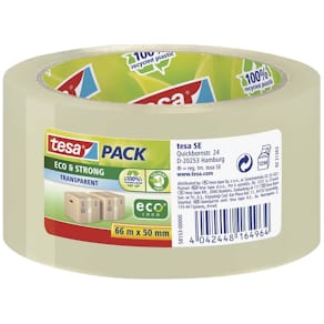 Pakketape tesa ecoLogo lavstøj, 50mm x 66m, klar 57µm, 1 rl