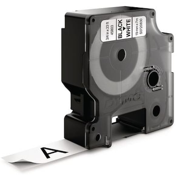 Tape DYMO D1 19mm x 7m sort/hvit (10)