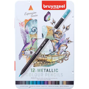 Kleurpotloden Bruynzeel Expression, metalen doos, 12 st, metallic