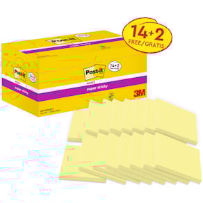 Haftnotizblock Post-it Super Sticky Notes, gelb, 76 x 76 mm, 16 x