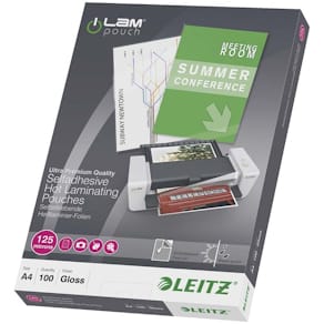 Lamineringslommer Leitz selvklæbende A4 125µm, 100 stk