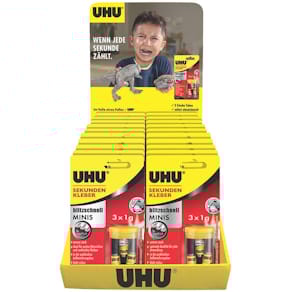 Sekundenkleber UHU Mini, 3x1 g, sortiert