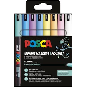 Paintmarker Uni POSCA PC-1MR, 0,7 mm, etui van 8 stuks