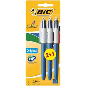 Balpen BIC 4 Colours Original, medium, klassieke kleuren, blister