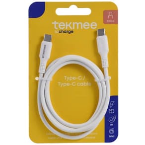 Ladekabel TEKMEE USB-C Nylon, weiß