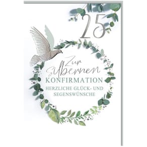 Glückwunschkarte Noname, silberne Konfirmation, bunt, inkl. Umsch