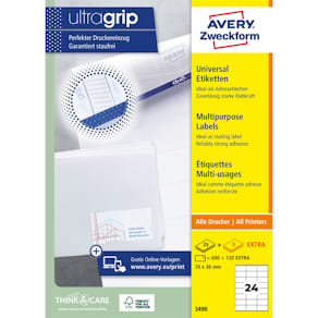 Universaletiketten Avery Zweckform, 70 x 36 mm, weiß, A4