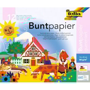 Glanzpapier Folia gummiert, 23x14 cm, 12-farbig sortiert