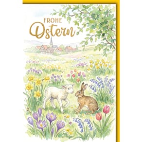 Osterkarte, geprägt, mit Umschlag, bunt