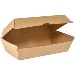 Pommes frites-bakke Duni brun pap clambox 107x205x79 mm, 45 stk