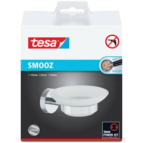 Seifenhalter tesa SMOOZ, Metall chrom/satiniertes Glas
