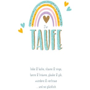 Taufkarte Regenbogen, weiß, mit Prägung und Umschlag