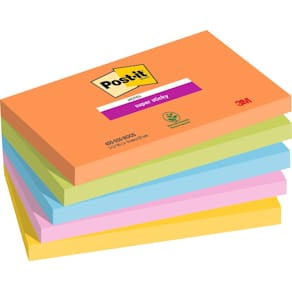 Haftnotizblock Post-it Super Sticky Boost, 5×90 Blatt, sortiert