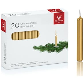 Christbaumkerze Wiedemann, 20 Stück, gold, lackiert, 96x13 mm