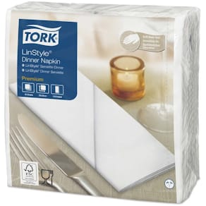 Middagsserviet Tork LinStyle, hvid 39x39 cm, 1/8-fold, 50 stk