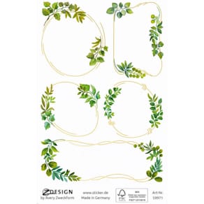 Haushaltsetikett Avery Zweckform Blätterranken, bunt, 10 Stück