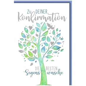 Konfirmationskarte, 11,5 x 17 cm, bunt, mit Umschlag