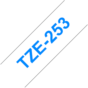 Märkband Brother TZe253, blå/vit, 24mm