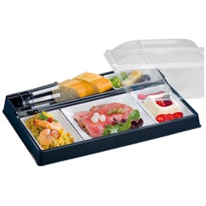 Serveringsbakke rektangulær PS sort 387x247x42 mm, 80 stk