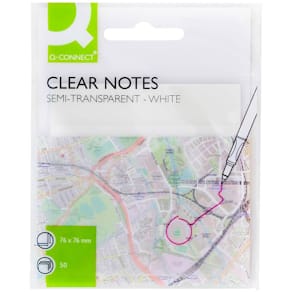 Haftnotizblock Q-CONNECT, 50 Blatt, PP, transparent-weiß