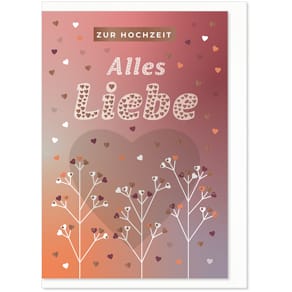 Vermählungskarte KOMMA³, bunt, mit Briefumschlag