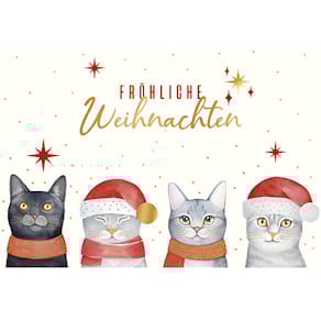 Weihnachtspostkarte HANRA D.T., Katzen
