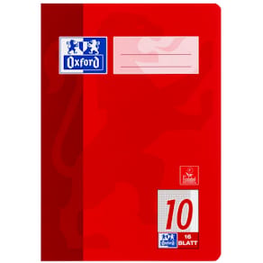 Heft Oxford, A5, 16 Blatt, Lineatur 10, rot
