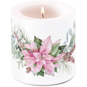 Kerze AMBIENTE Weihnachtsstern, rund, 9 cm, rosa