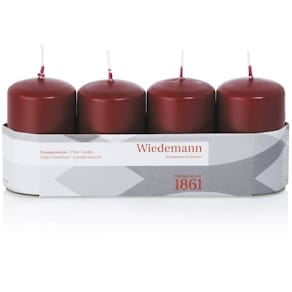 Stumpenkerze Noname, Advent, 4 Stück, bordeaux, Ø50 mm, H80 mm