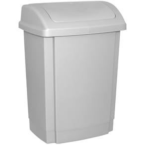 Afvalbak, met swingdeksel, 15 l, grijs