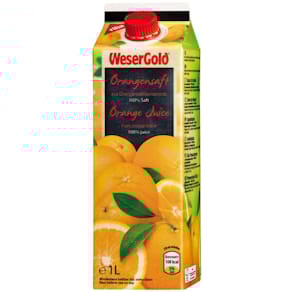 Orangensaft WeserGold 100%, 8 x 1,0L