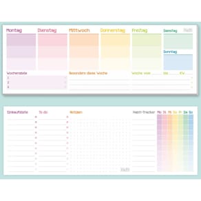 Notizblock TRENDSTUFF Wochenplaner, Regenbogen-Design, A4