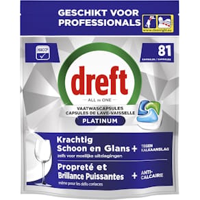 Vaatwastabletten Dreft Pro Platinum, Regular, pak, 81 capsules