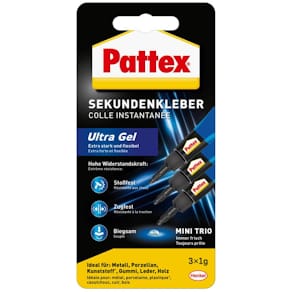 Sekundenkleber Pattex Ultra Gel Mini Trio, 3 x 1 g, gel