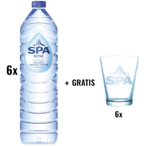 Mineraalwater Spa Reine, fles 1,5 l, pak van 6 + 6 glazen