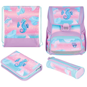 Schulrucksackset Herlitz Loop Plus Ocean Lights, rosa/hellblau