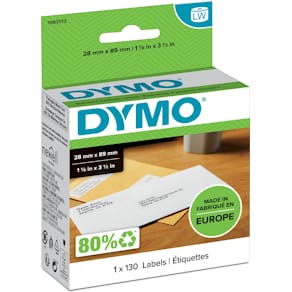 Etiketten Dymo LabelWriter duurzaam, 28 x 89 mm, 130 stuks