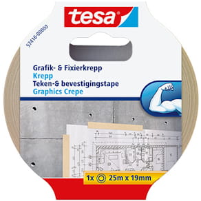 Kreppband tesa Grafik- und Fixier-Krepp, 19 mm x 25 m, beige