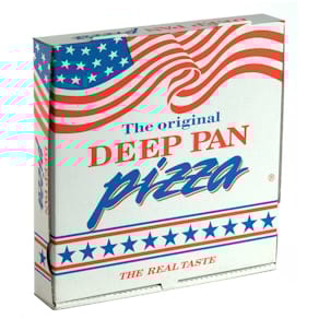 Pizzaæske 410x410x50 mm, hvid bølgepap, deep pan, 100 stk