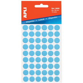 Etiketten Apli rond in etui, 13 mm, blauw, 175 stuks