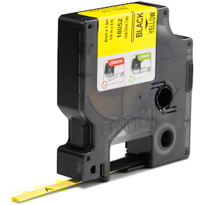 Märkband Dymo Rhino Krympslang, svart/gul, 6mm, 5/fp