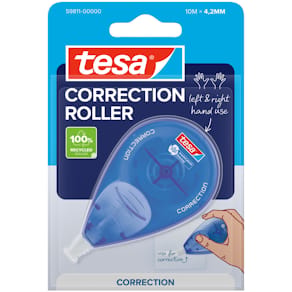 Korrekturroller tesa Einweg, 10 m x 4,2 mm, weiß/blau