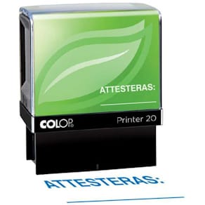 Stämpel "ATTESTERAS" 37x13mm COLOP Blå
