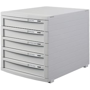 Schubladenbox HAN CONTUR, 5 Schubladen, lichtgrau/lichtgrau